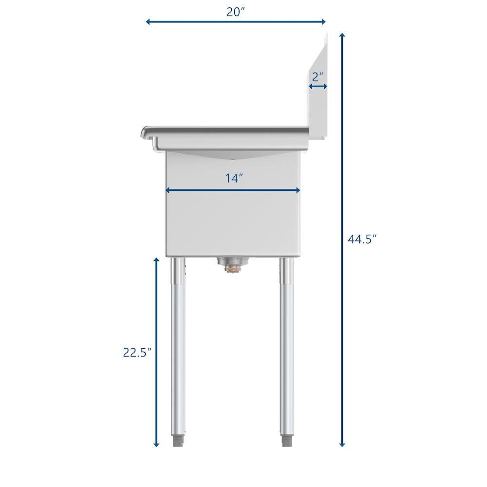 54 in. Three Compartment Sink with Drainboards, Bowl Size 10"x 14"x 10". Picture 9