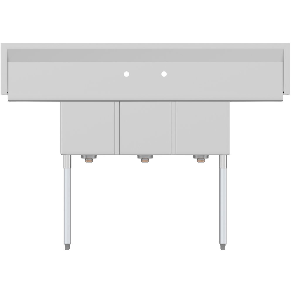 60 in. Three Compartment Sink With Drainboards, Bowl Size 12"x 16"x 10". Picture 7