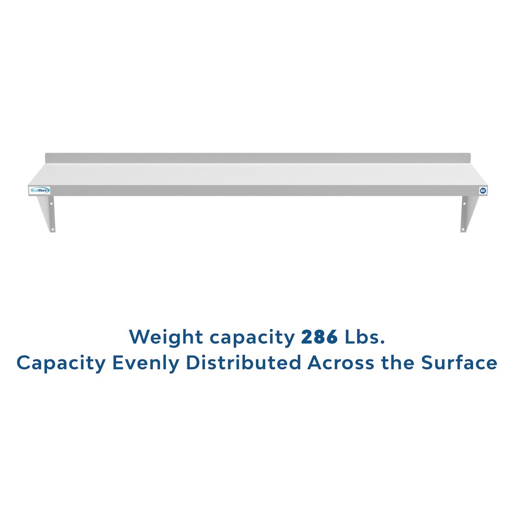 12" x 60" 18-Gauge Stainless-Steel Heavy Duty Wall Shelf,. Picture 9