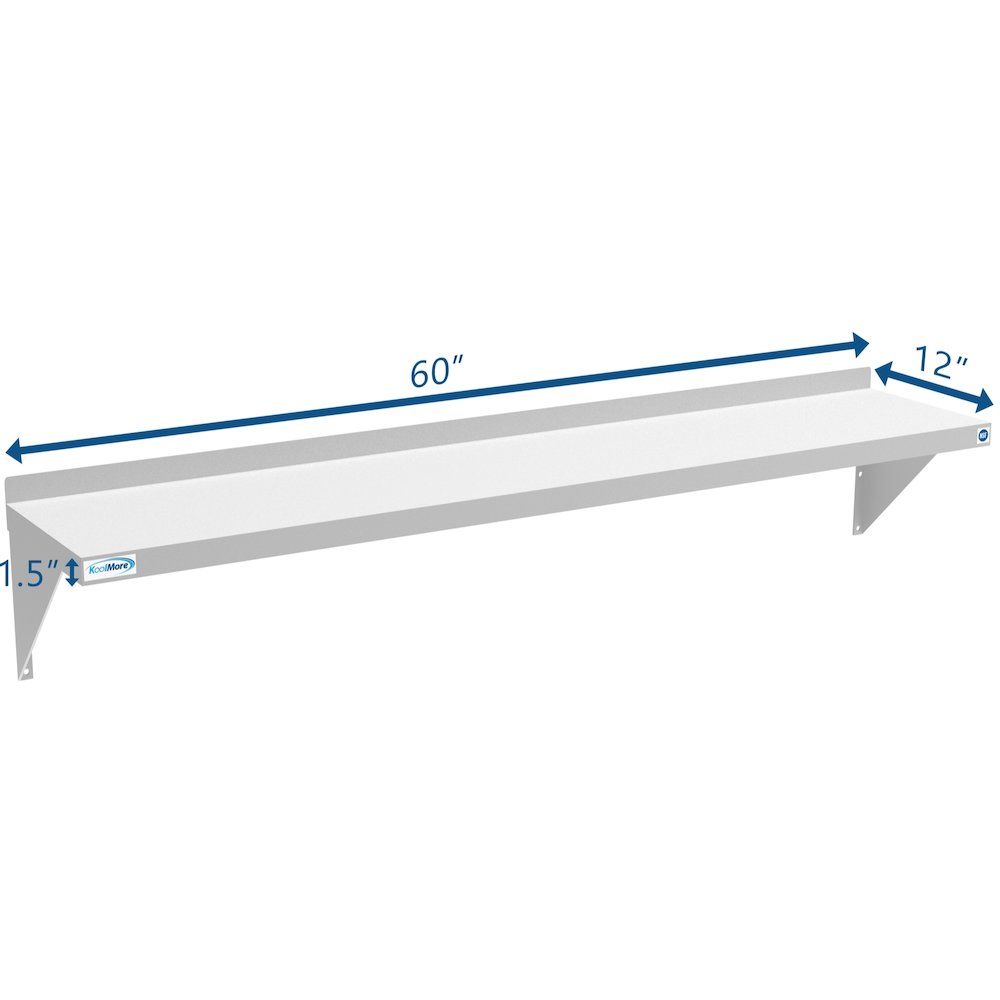12" x 60" 18-Gauge Stainless-Steel Heavy Duty Wall Shelf,. Picture 10