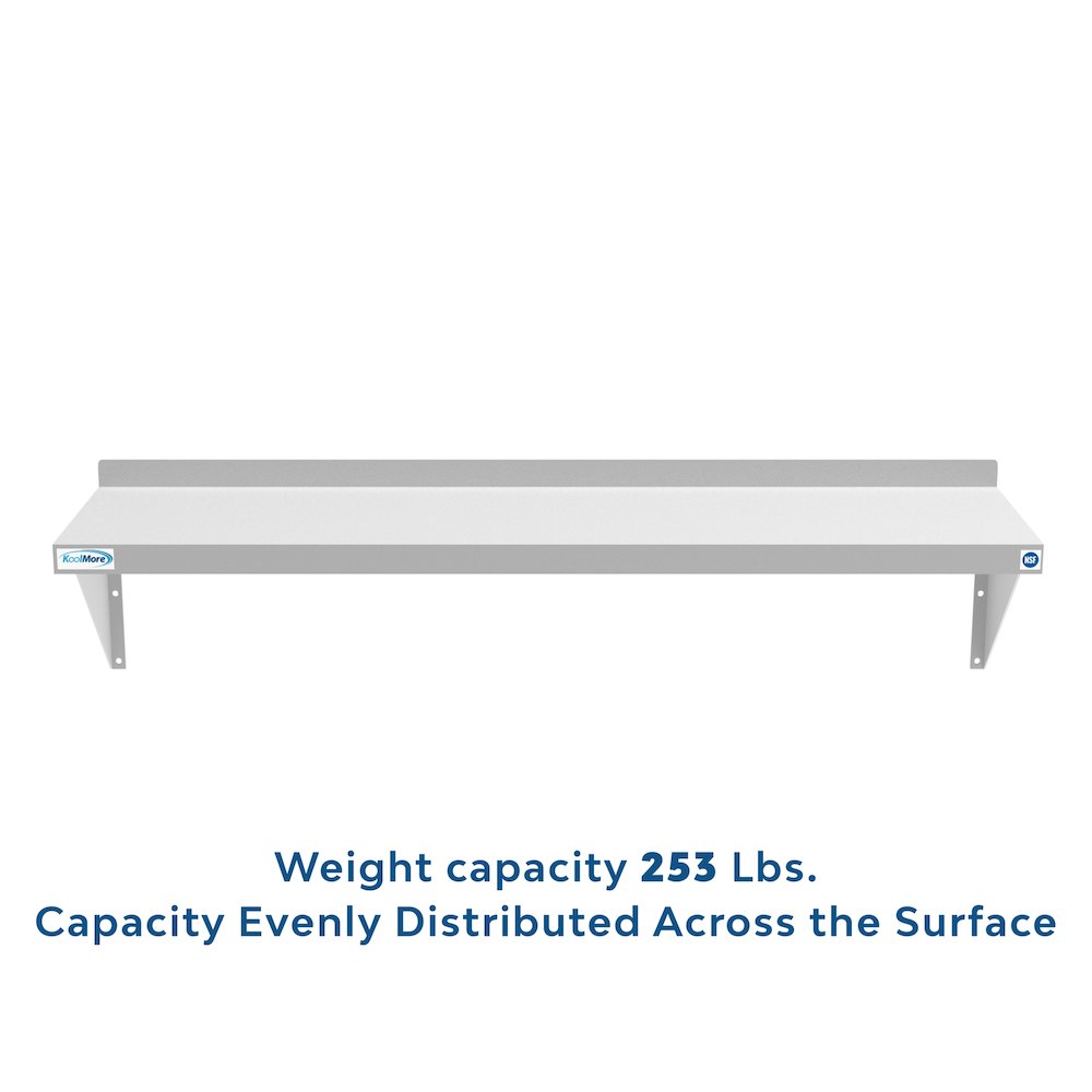 12" x 48" 18-Gauge Stainless-Steel Heavy Duty Wall Shelf,. Picture 9