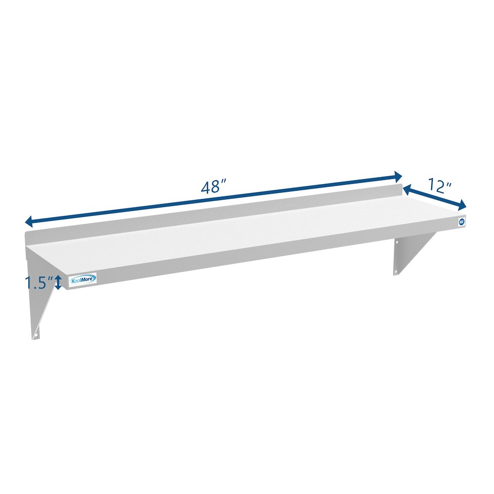 12" x 48" 18-Gauge Stainless-Steel Heavy Duty Wall Shelf,. Picture 10