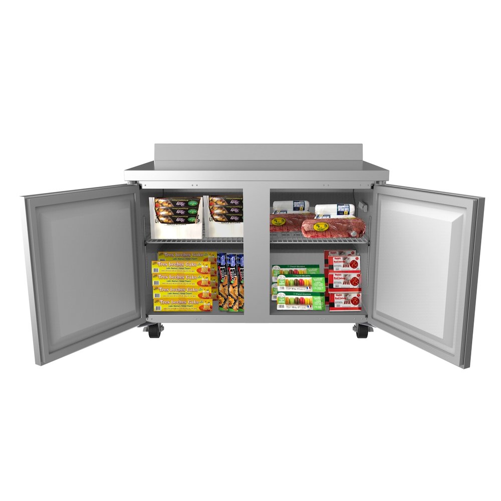 48 In. Stainless Steel Two-Door Worktop Freezer. Picture 1