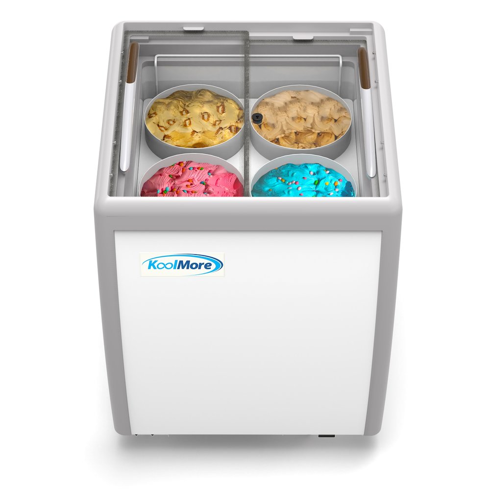26in. 4 Tub Ice Cream Dipping Cabinet Display Freezer with Sliding Glass Door. Picture 3