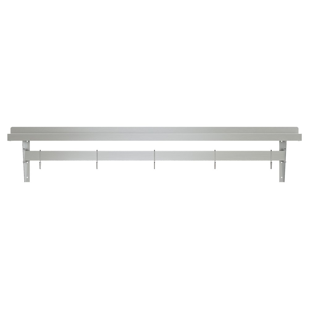 12" x 60" 18-Gauge Stainless-Steel Heavy Duty Wall Shelf with Pot Rack,. Picture 2