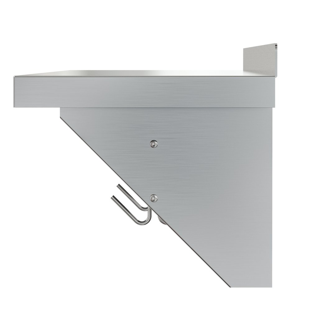 12" x 60" 18-Gauge Stainless-Steel Heavy Duty Wall Shelf with Pot Rack,. Picture 4