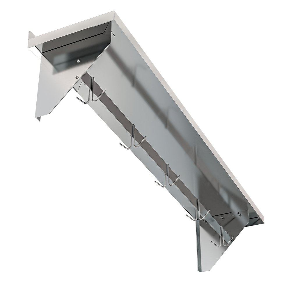 12" x 60" 18-Gauge Stainless-Steel Heavy Duty Wall Shelf with Pot Rack,. Picture 5