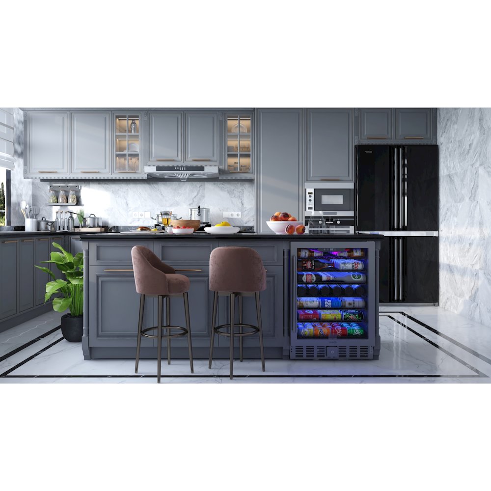 23.4 in. Stainless Steel, Glass-Door Built-In Refrigerator Beverage Cooler, 5 Cu. Picture 11