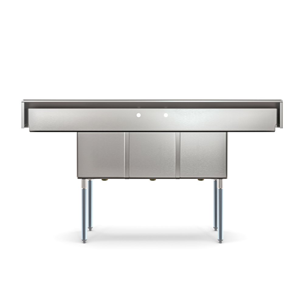 75 in Three Compartment Sink, Bowl Size 15x15x14, 16 Gauge Stainless-Steel. Picture 7