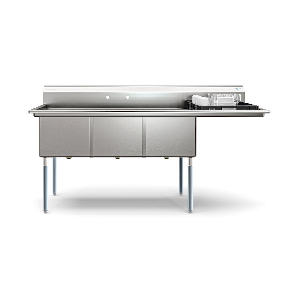 81 in. Three Compartment Sink Bowl Size 18x24x14 Stainless-Steel 18 Gauge. Picture 1