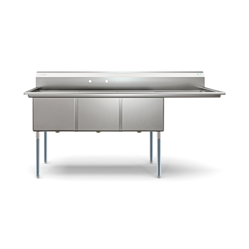 81 in. Three Compartment Sink Bowl Size 18x24x14 Stainless-Steel 18 Gauge. Picture 4