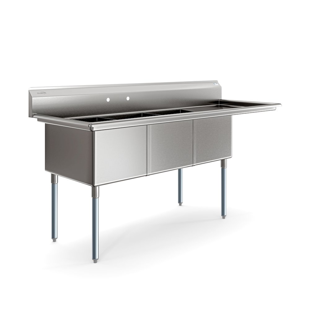 81 in. Three Compartment Sink Bowl Size 18x24x14 Stainless-Steel 18 Gauge. Picture 8
