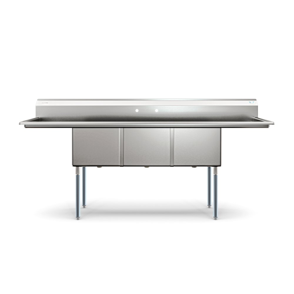 90 in. Three Compartment Sink Bowl Size 18x18x14 18-Gauge Stainless-Steel. Picture 7