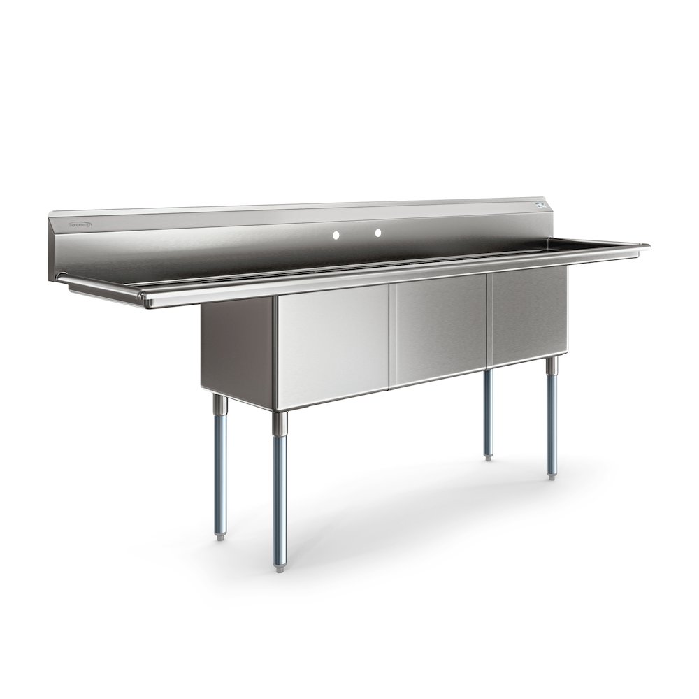 90 in. Three Compartment Sink Bowl Size 18x18x14 18-Gauge Stainless-Steel. Picture 9
