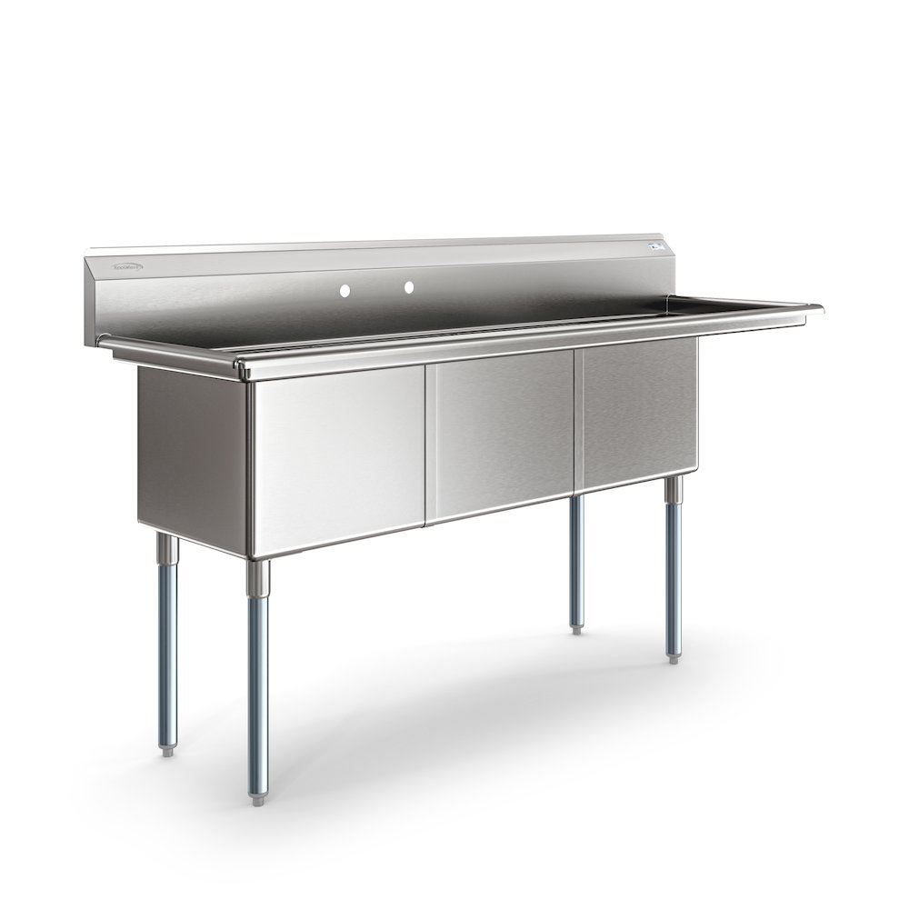 75 in. Three Compartment Sink Bowl Size 18x18x14 Stainless-Steel 18 Gauge. Picture 8