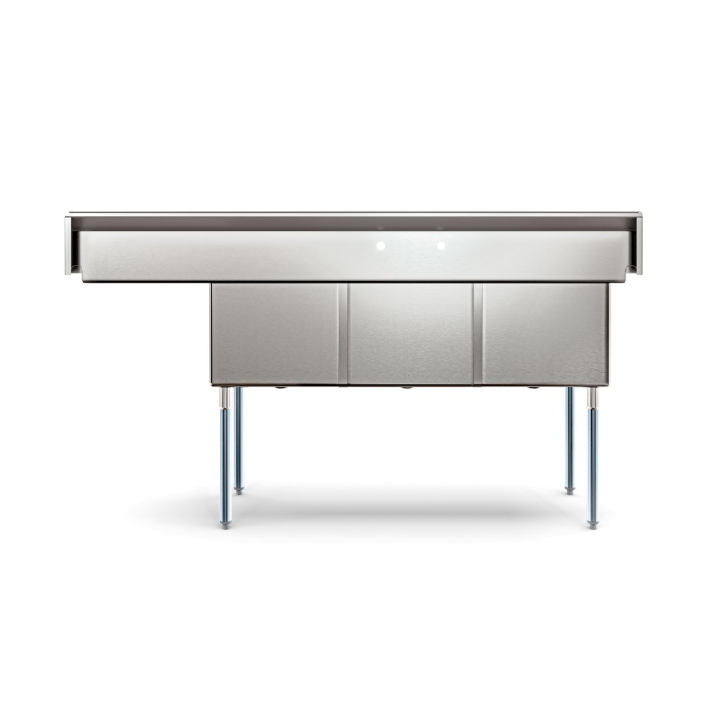 75 in. Three Compartment Sink Bowl Size 18x18x14 Stainless-Steel 18 Gauge. Picture 9