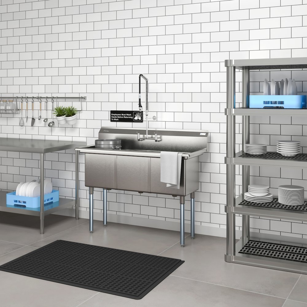 60 in. Three Compartment Sink Bowl Size 18x18x14 Stainless-Steel 18 Gauge. Picture 5