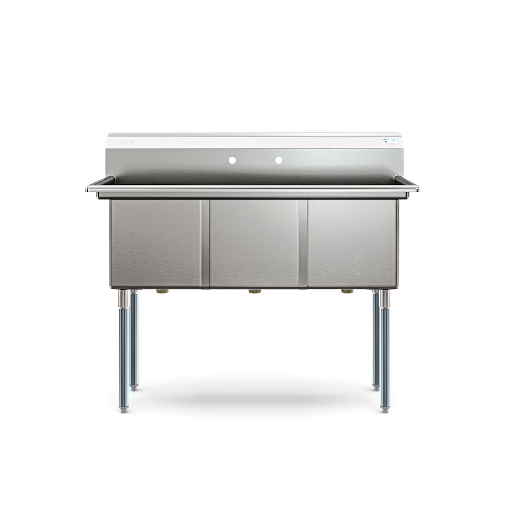 60 in. Three Compartment Sink Bowl Size 18x18x14 Stainless-Steel 18 Gauge. Picture 6