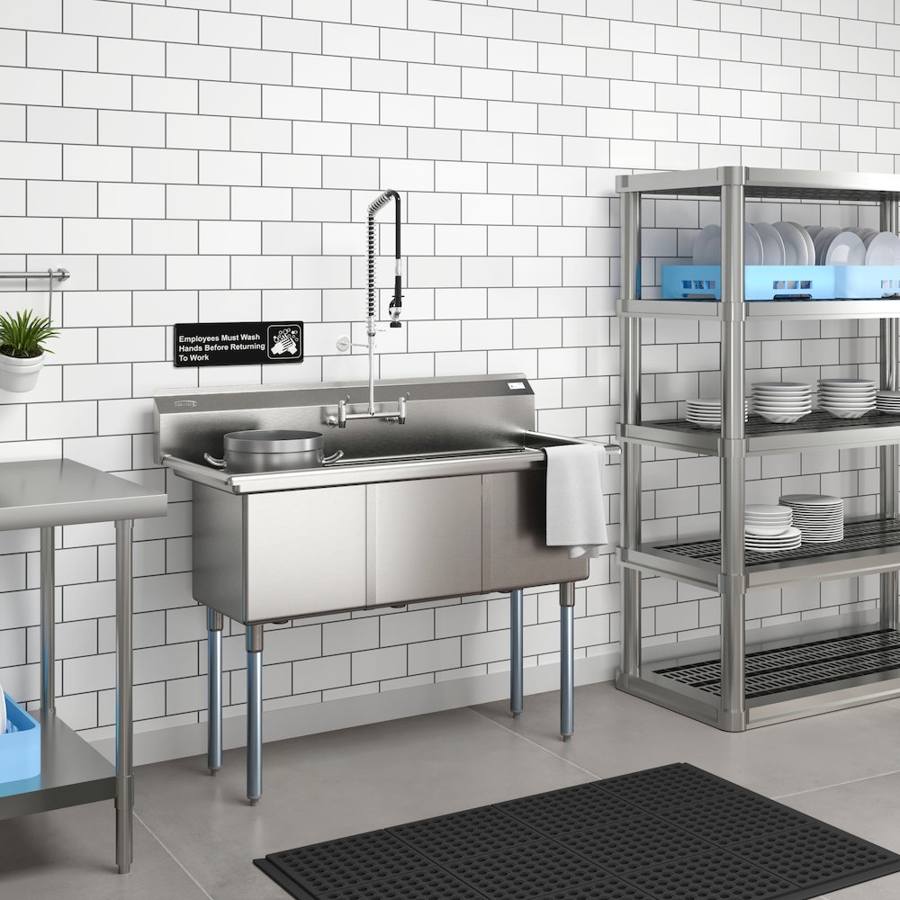 60 in. Three Compartment Sink Bowl Size 18x18x14 Stainless-Steel 18 Gauge. Picture 10