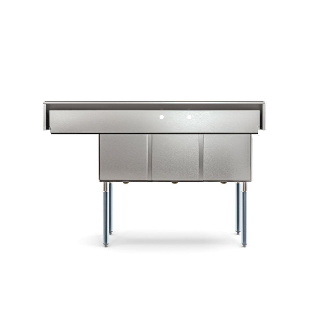 63 in Three Compartment Sink, Bowl Size 15x15x14, Stainless-Steel 16 Gauge. Picture 6