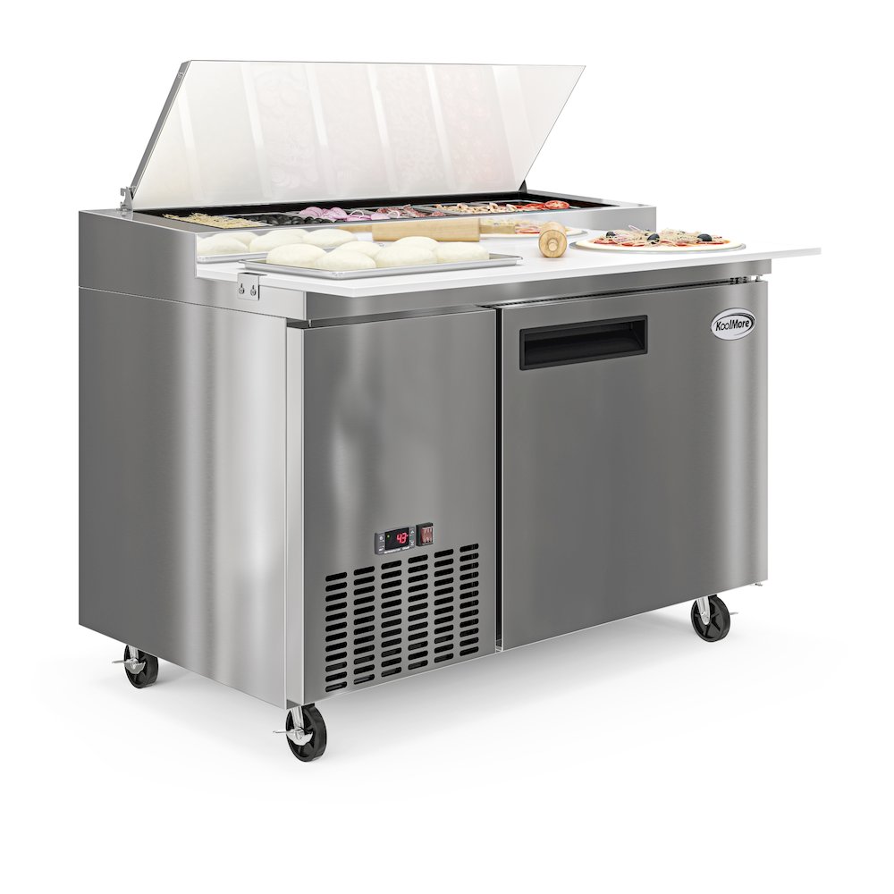 50 in. One Door Commercial Pizza Prep Refrigerator in Stainless-Steel. Picture 4