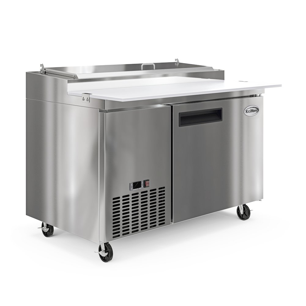 50 in. One Door Commercial Pizza Prep Refrigerator in Stainless-Steel. Picture 1