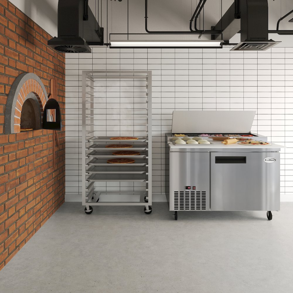 50 in. One Door Commercial Pizza Prep Refrigerator in Stainless-Steel. Picture 8