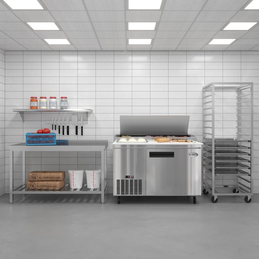 50 in. One Door Commercial Pizza Prep Refrigerator in Stainless-Steel. Picture 11