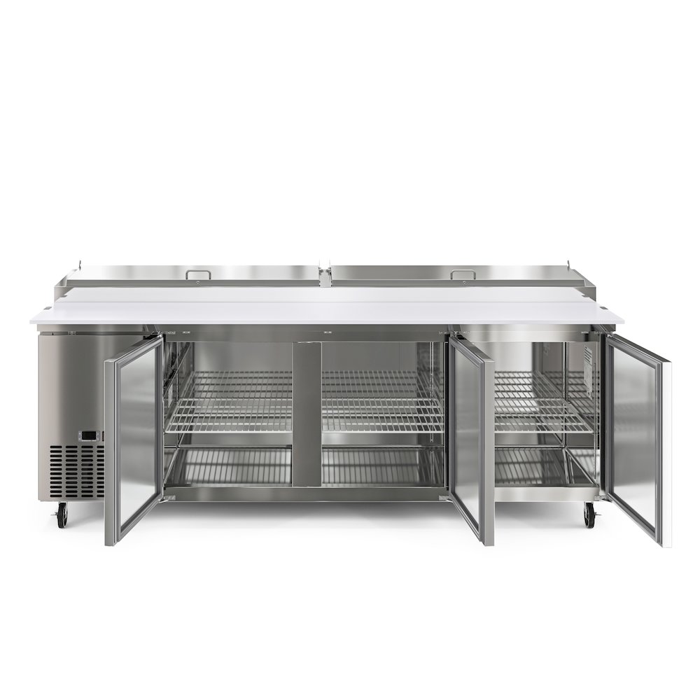 92 In. Three Door Commercial Pizza Prep Refrigerator in Stainless-Steel. Picture 2