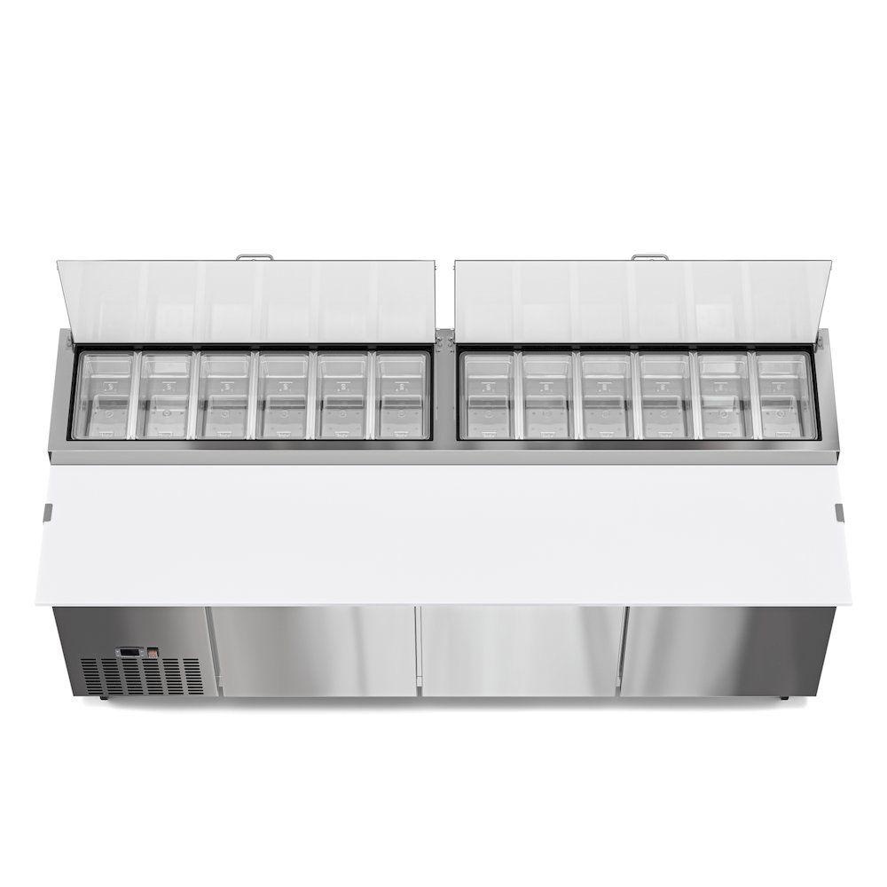 92 In. Three Door Commercial Pizza Prep Refrigerator in Stainless-Steel. Picture 7
