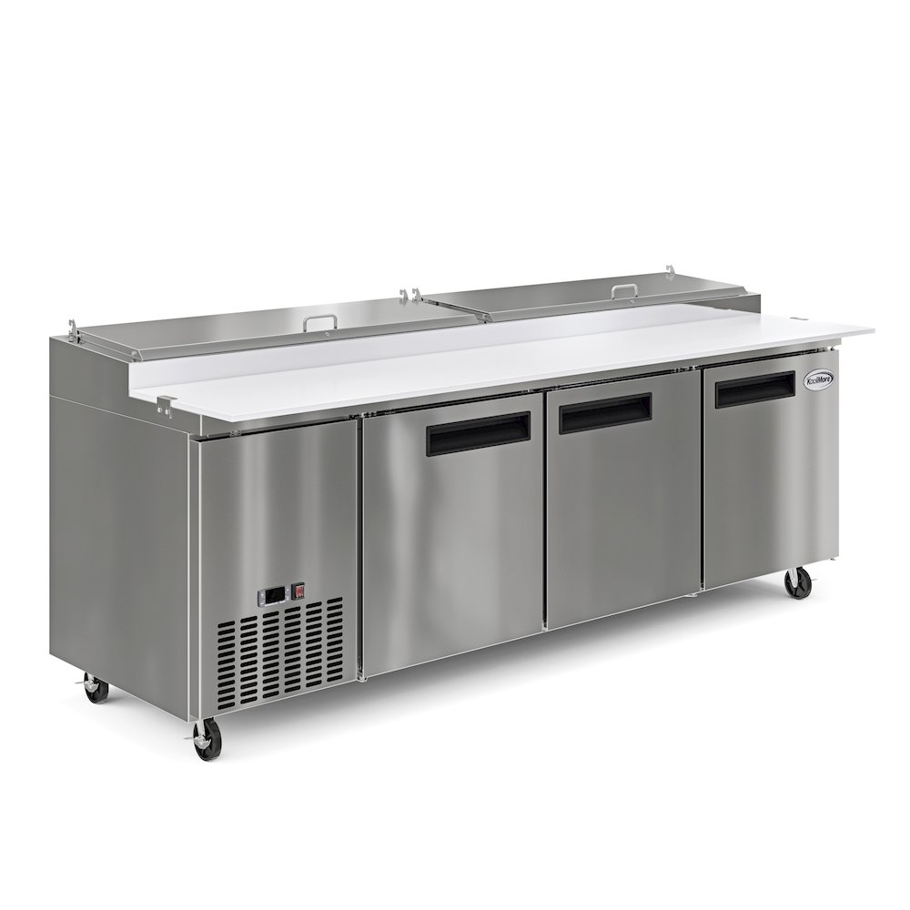 92 In. Three Door Commercial Pizza Prep Refrigerator in Stainless-Steel. Picture 8
