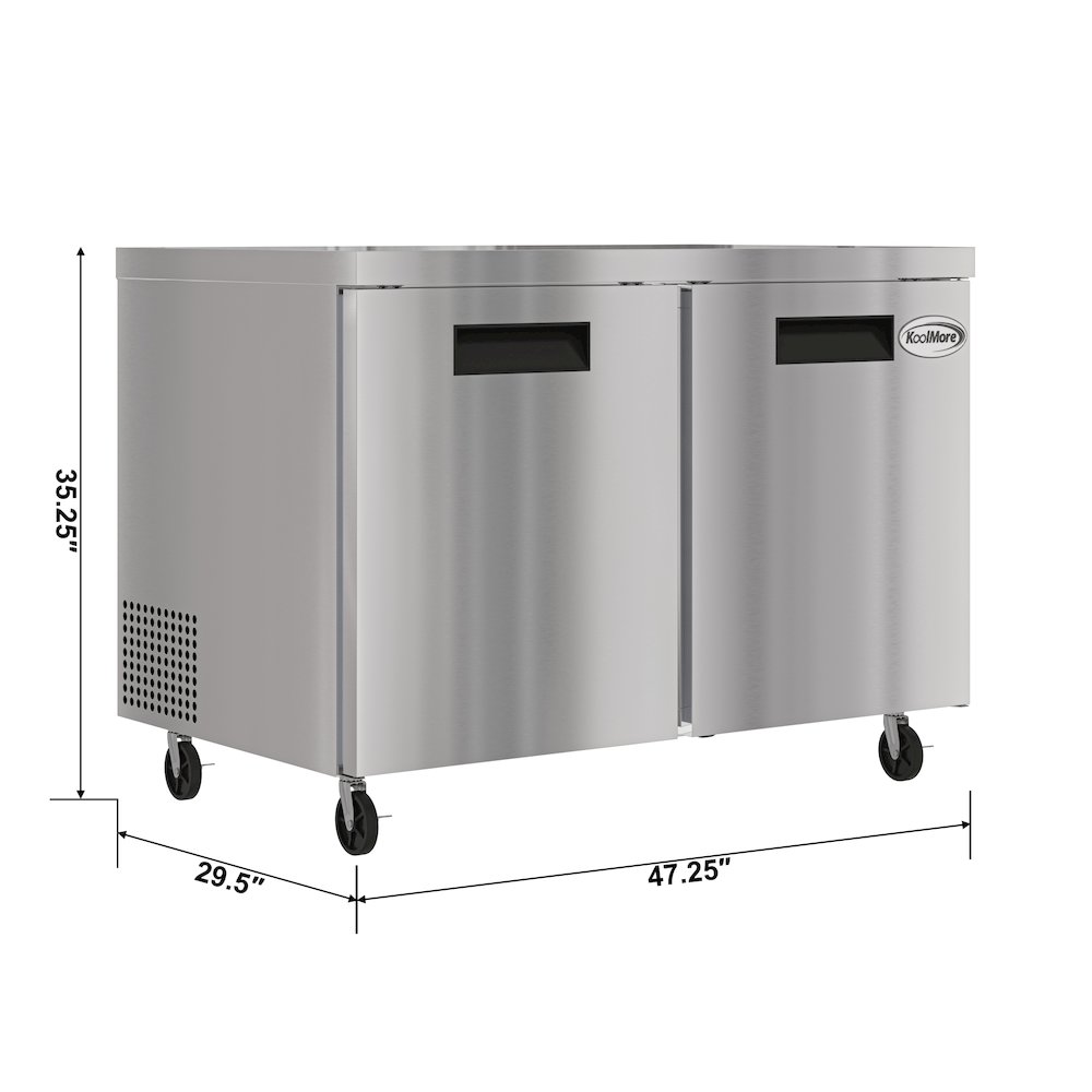 48 in. Two Door Undercounter Refrigerator in Stainless-Steel 11 cu. ft.. Picture 2