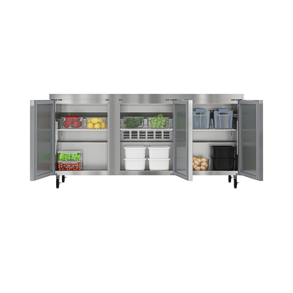 72 in. Three Door Commercial Undercounter Refrigerator 18 cu. ft.. Picture 1