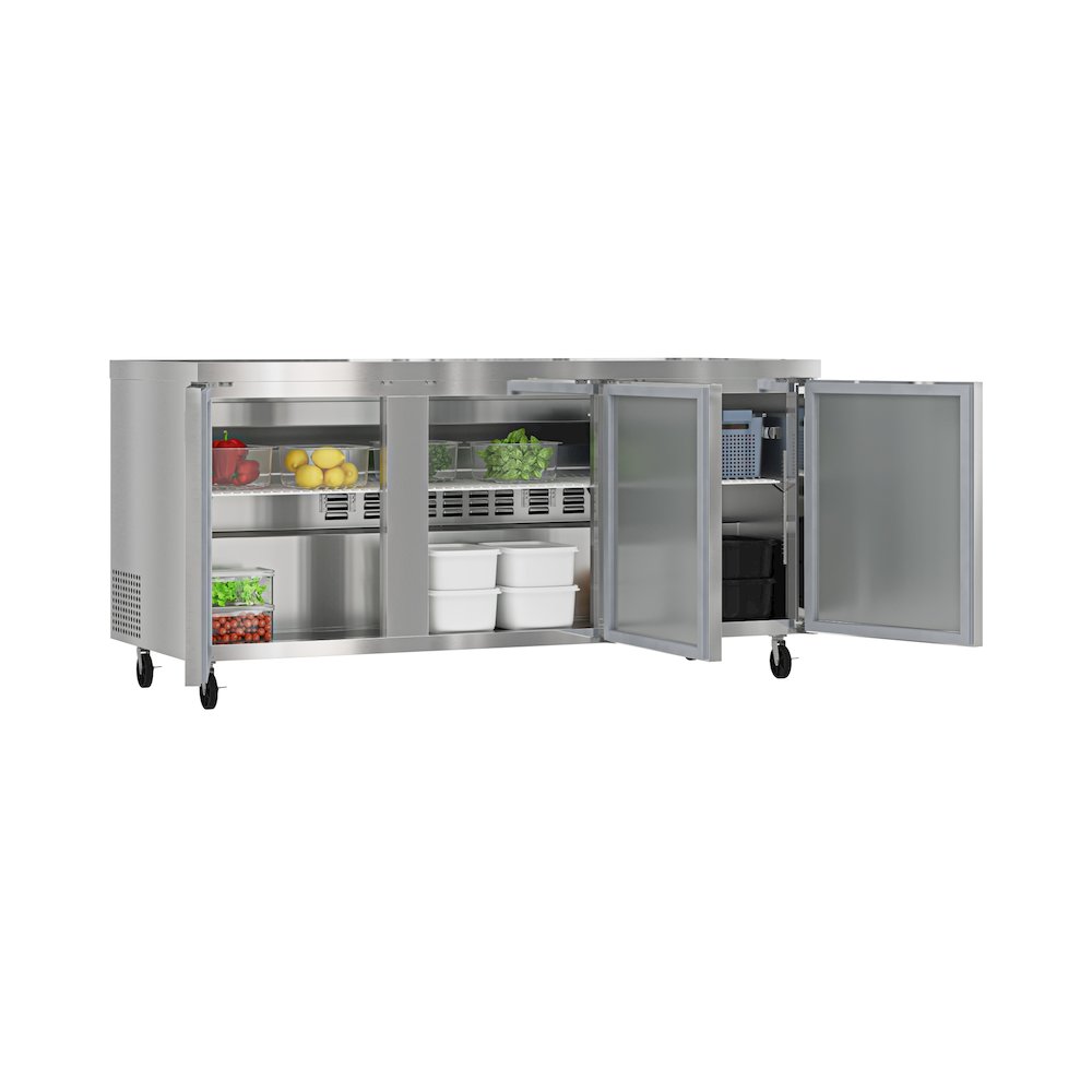 72 in. Three Door Commercial Undercounter Refrigerator 18 cu. ft.. Picture 6