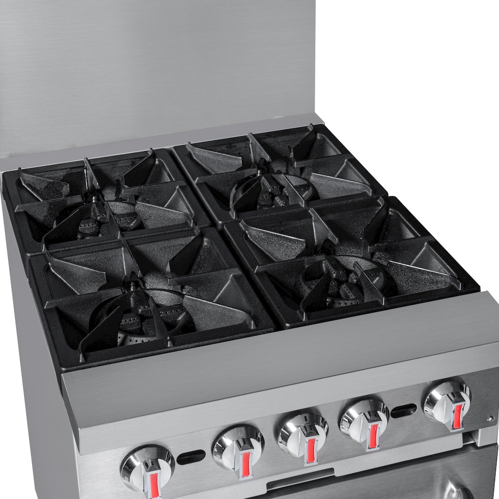 24 in. 4 Burner Commercial Natural Gas Range with Oven in Stainless-Steel. Picture 8