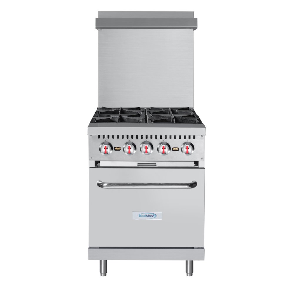 24 in. 4 Burner Commercial Liquid Propane Range with Oven in Stainless-Steel. Picture 2