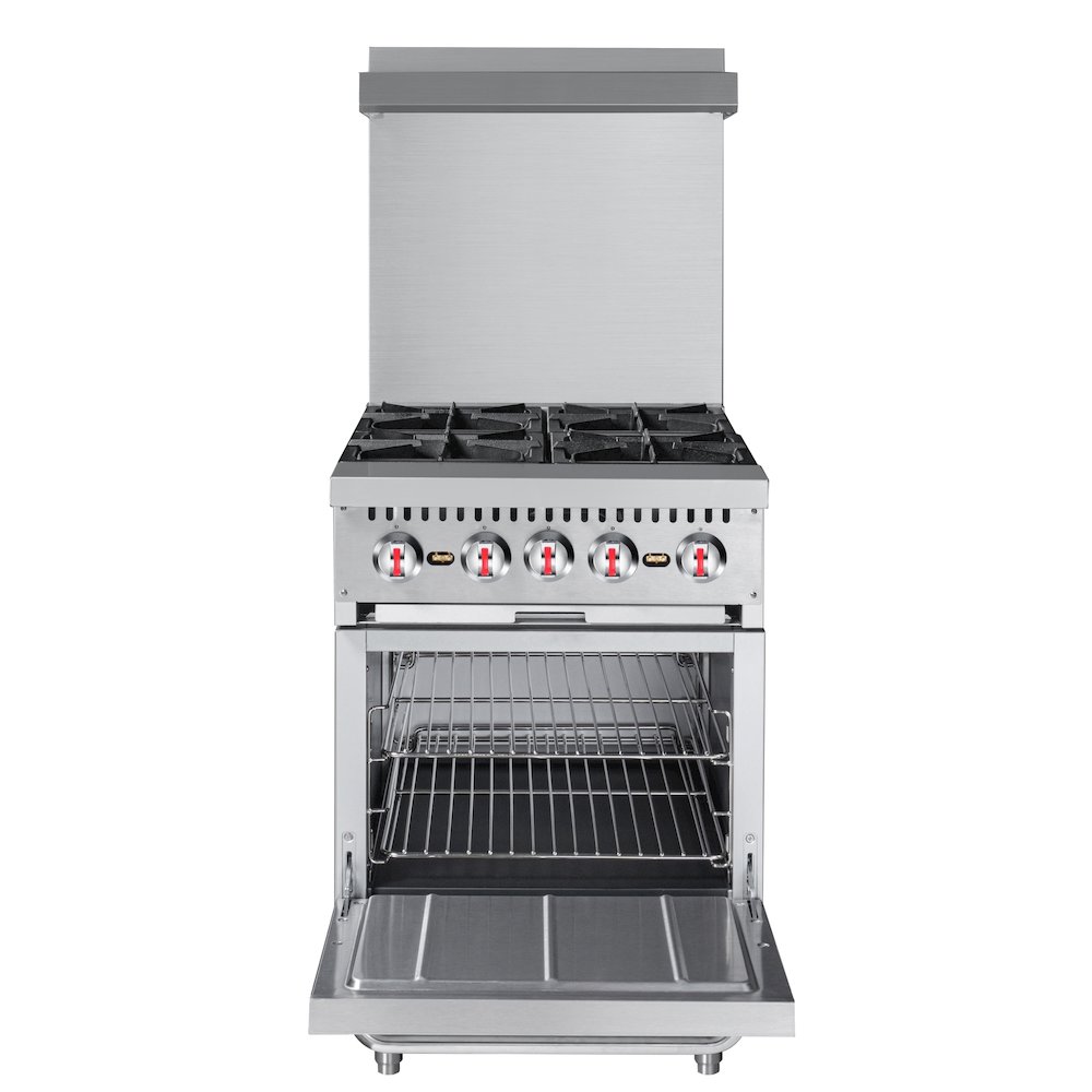 24 in. 4 Burner Commercial Liquid Propane Range with Oven in Stainless-Steel. Picture 4
