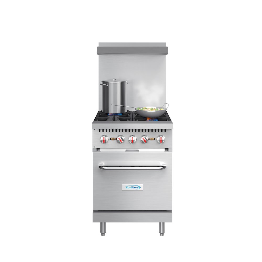 24 in. 4 Burner Commercial Liquid Propane Range with Oven in Stainless-Steel. Picture 3
