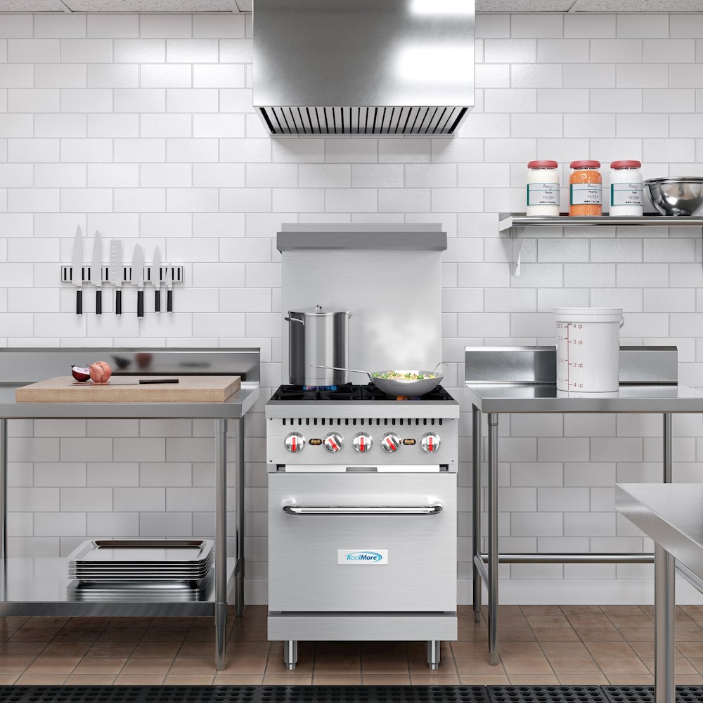 24 in. 4 Burner Commercial Liquid Propane Range with Oven in Stainless-Steel. Picture 5