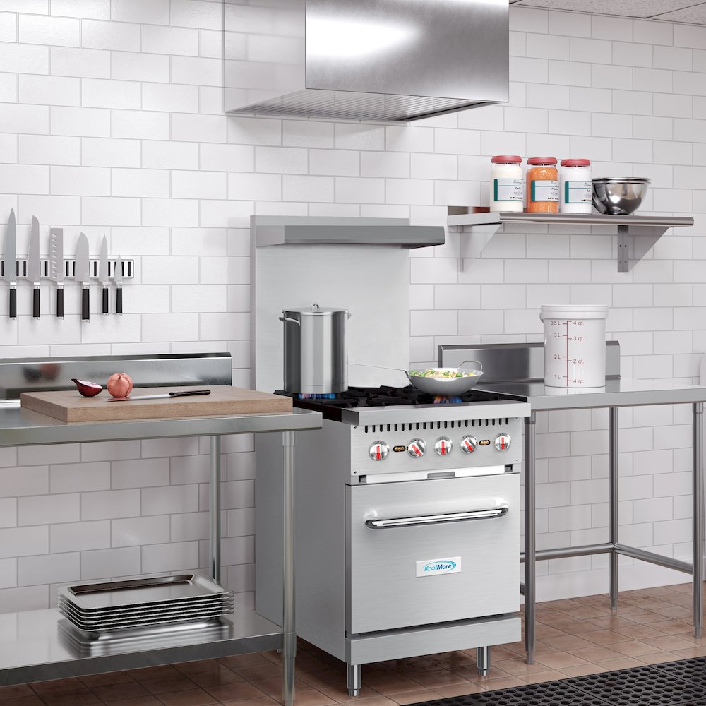 24 in. 4 Burner Commercial Natural Gas Range with Oven in Stainless-Steel. Picture 6