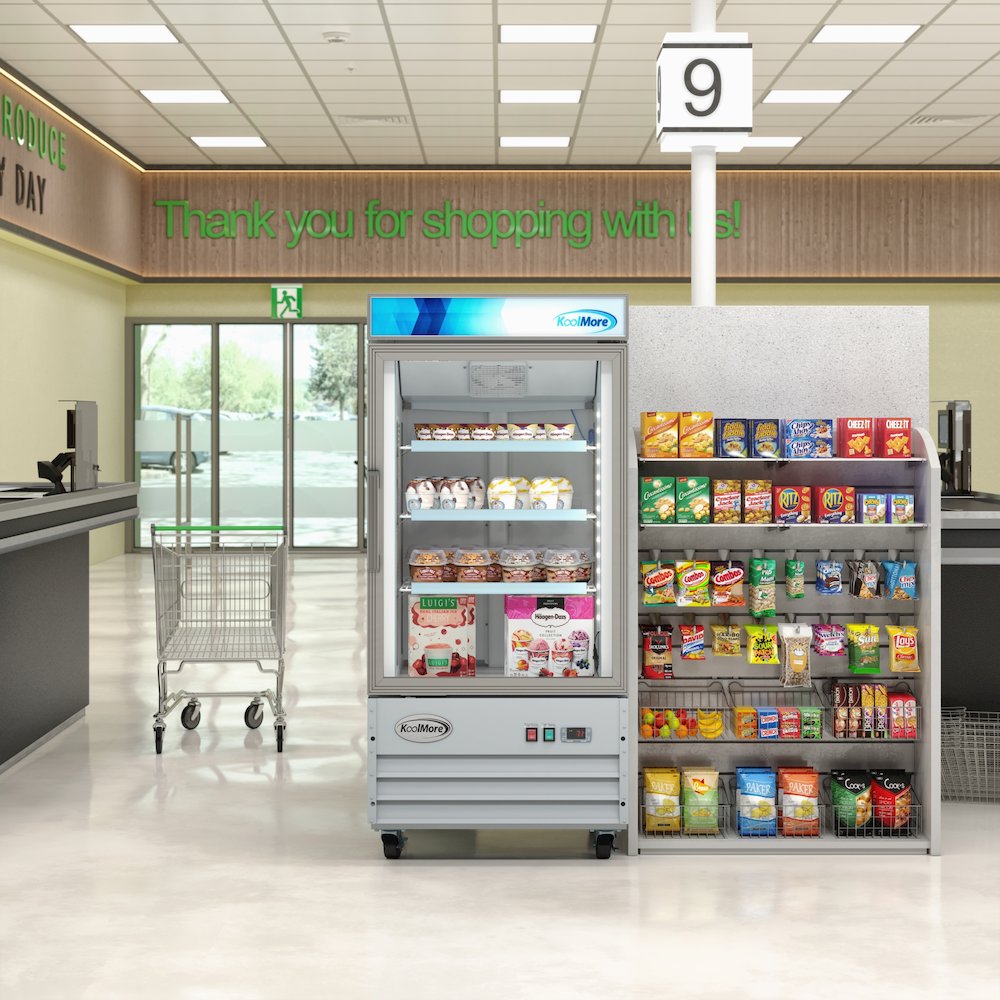 26 in. 1-Door Commercial Display Merchandiser Freezer 9 cu. ft. in White. Picture 4