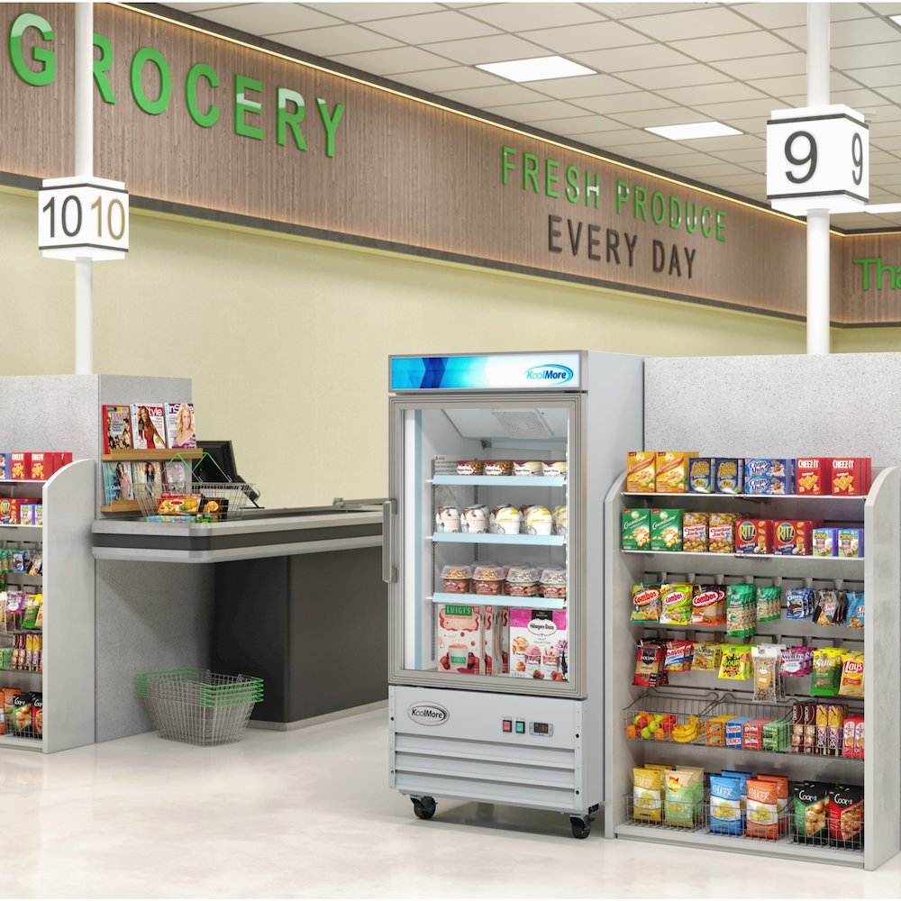 26 in. 1-Door Commercial Display Merchandiser Freezer 9 cu. ft. in White. Picture 5