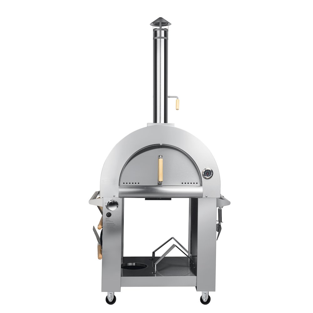 32 in. Outdoor Gas and Wood Fired Pizza Oven in Stainless-Steel. Picture 3