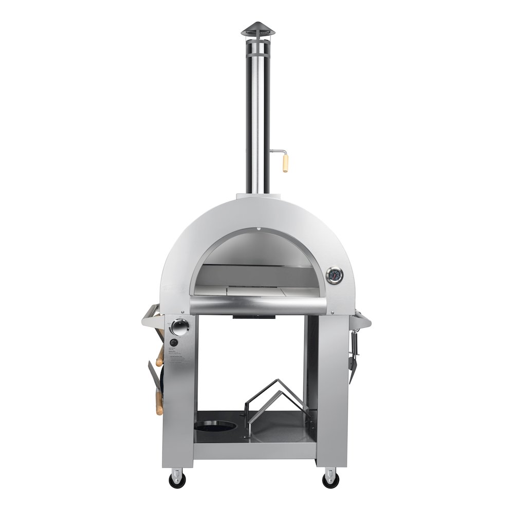 32 in. Outdoor Gas and Wood Fired Pizza Oven in Stainless-Steel. Picture 1
