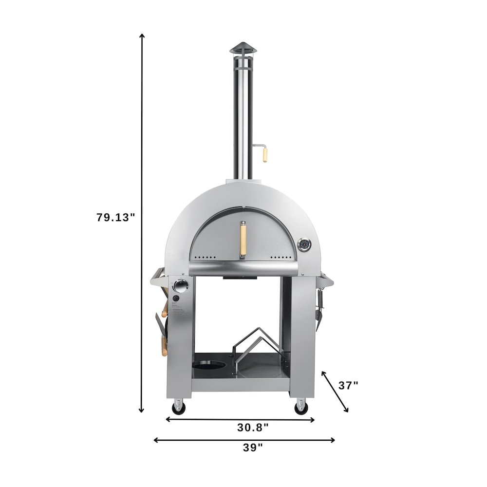 32 in. Outdoor Gas and Wood Fired Pizza Oven in Stainless-Steel. Picture 4