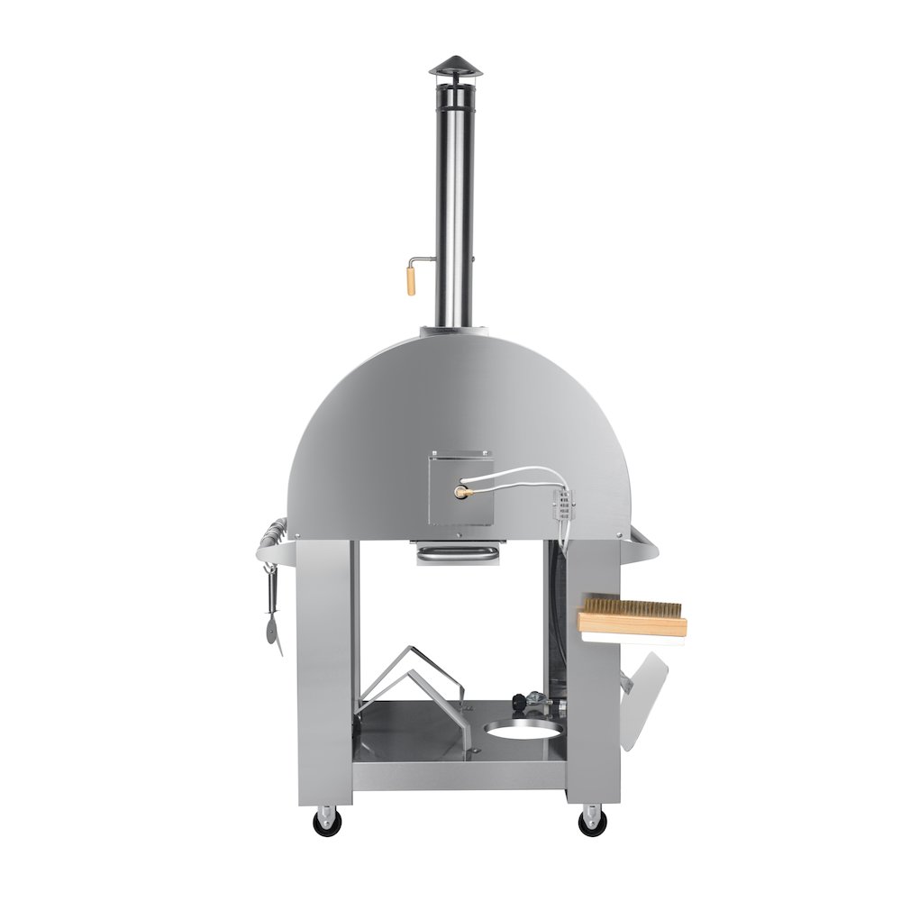 32 in. Outdoor Gas and Wood Fired Pizza Oven in Stainless-Steel. Picture 8