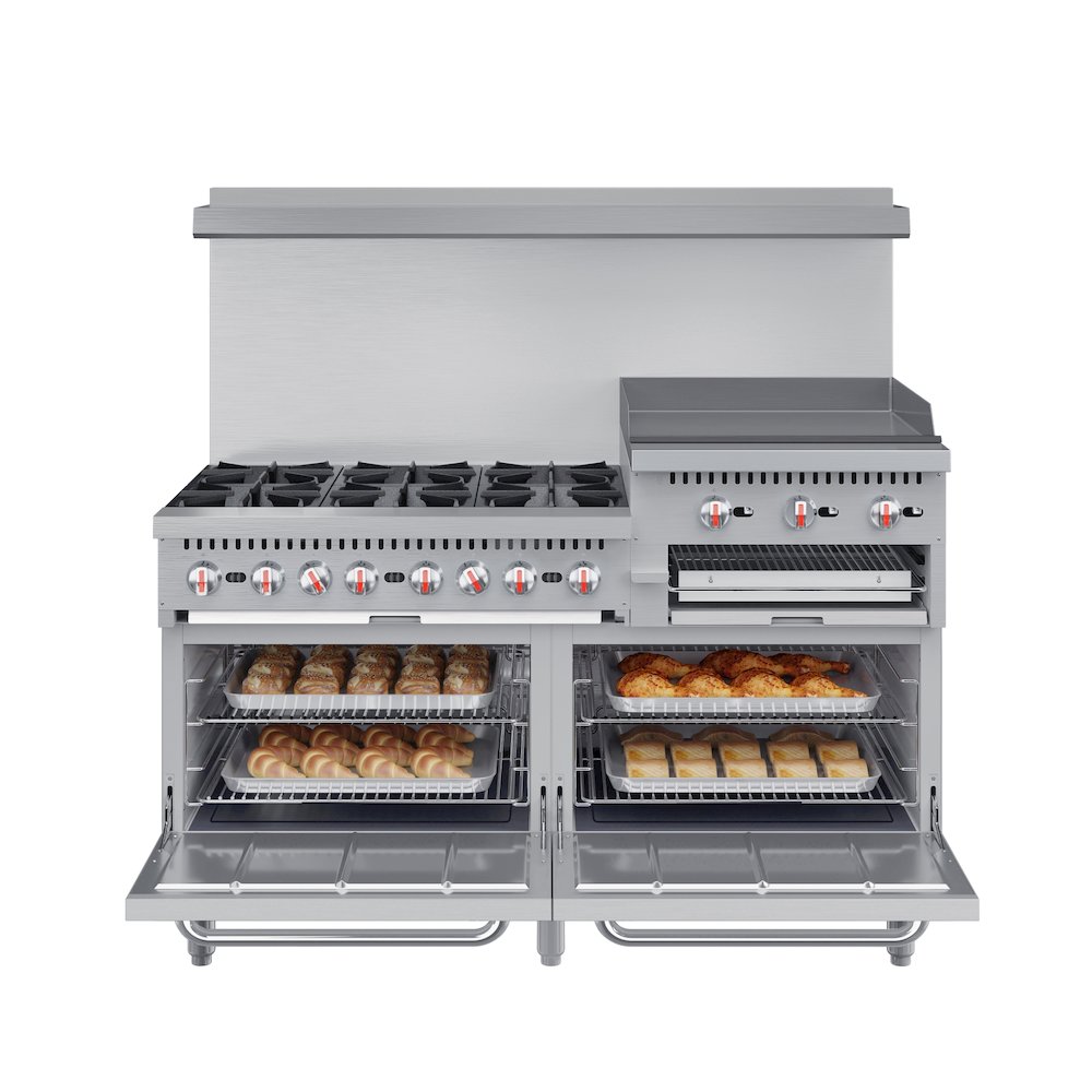 60 in. Commercial LP Range with 24 in. Griddle and Broiler in Stainless-Steel. Picture 1
