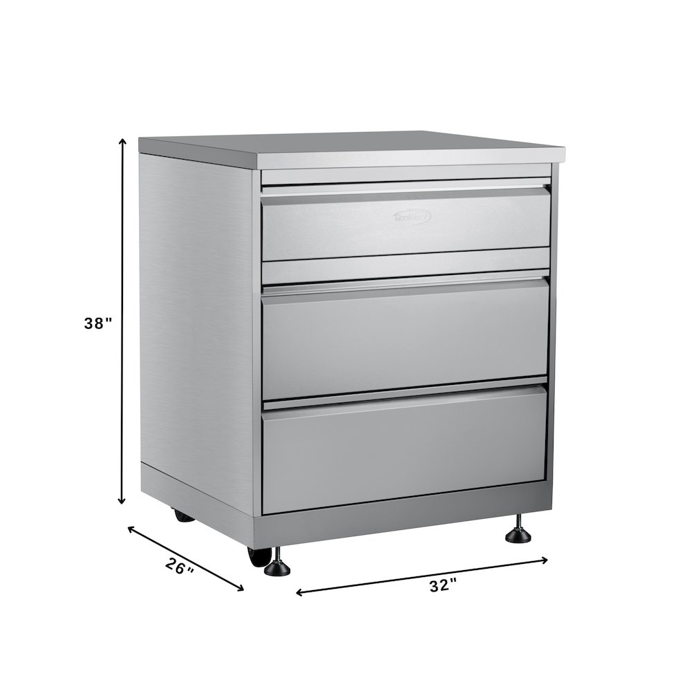 32 in. Stainless-Steel Outdoor Kitchen Cabinet with Three Drawers. Picture 2