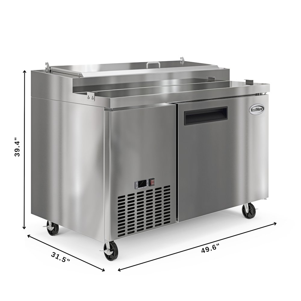 50 in. One Door Commercial Pizza Prep Refrigerator in Stainless-Steel. Picture 6