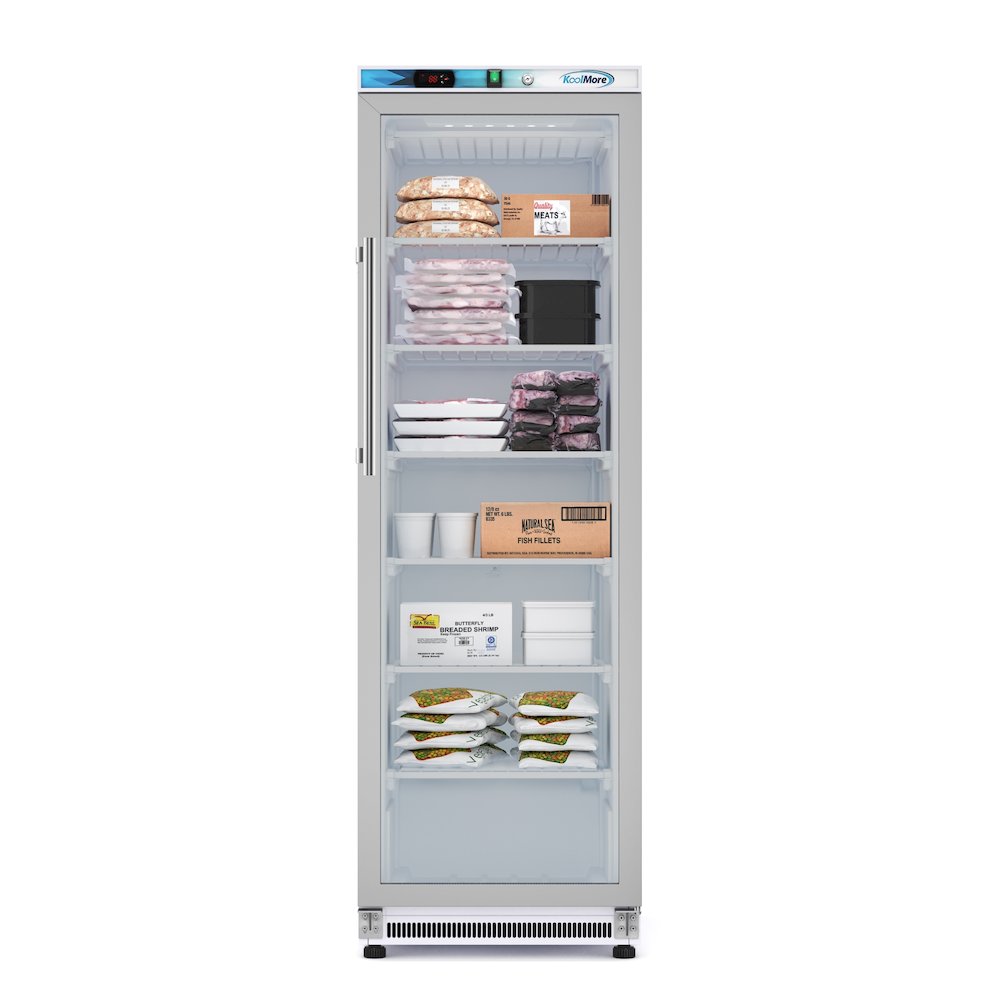 12 Cu. ft. Commercial Freezer with Glass Door in White - Manual Defrost. Picture 3